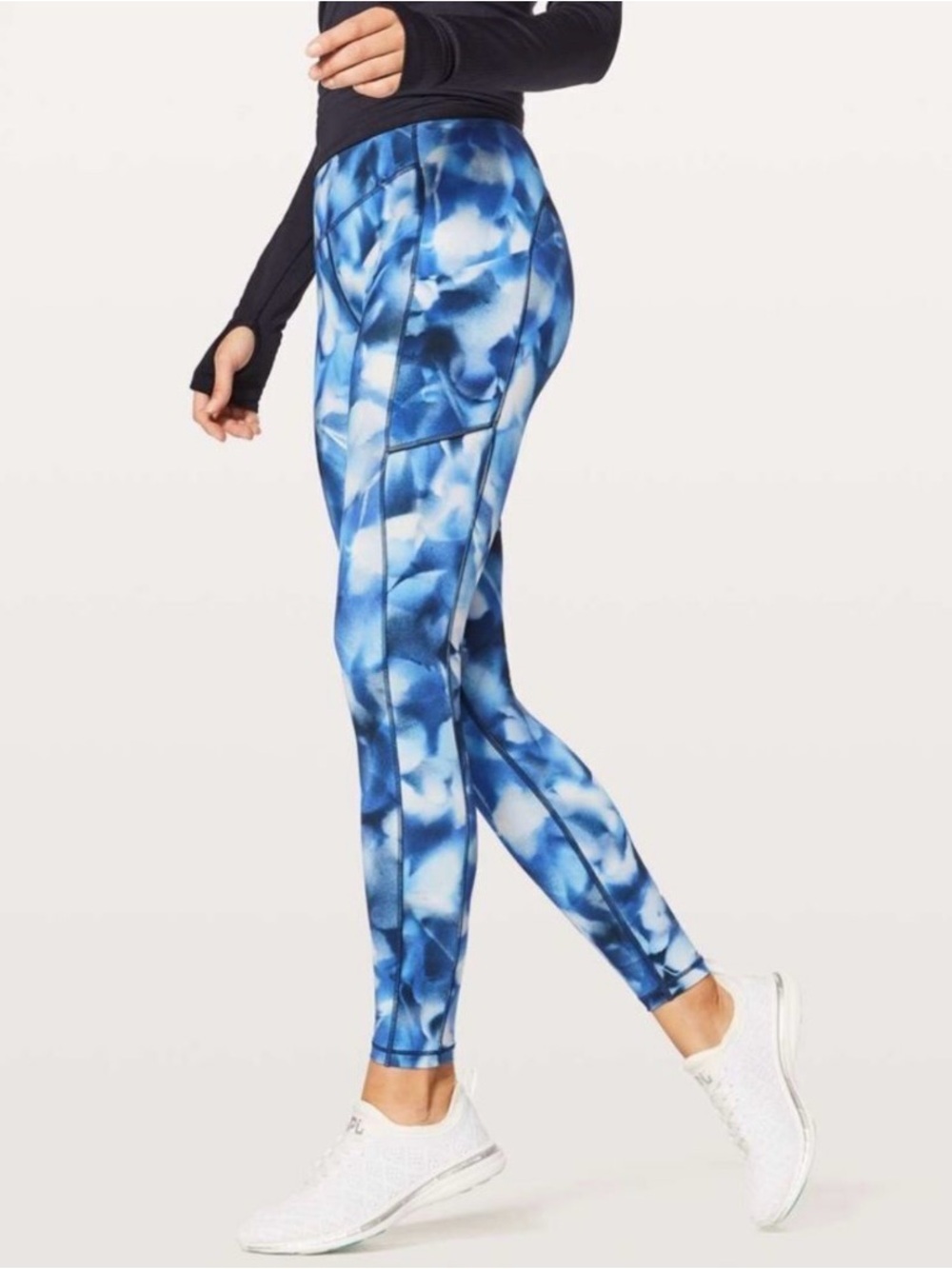 Lululemon Athletica Wunder Under Hi-Rise Blue White Tight - Leggings Size 6